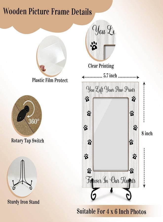 LWBEO Pet Memorial Frame - Your Paw Prints Forever, Wooden Picture Frame Gift - 4x6 Stand - Vertical for Tabletop - Image 2
